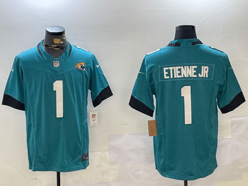 Men Jacksonville Jaguars 1 Etienne jr Green Second generation 2024 Nike Limited NFL Jersey style 1